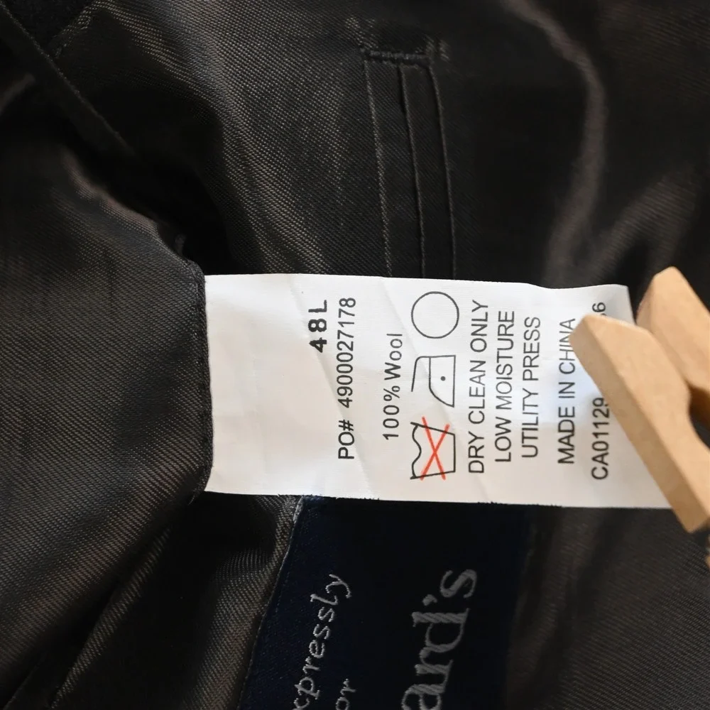 Ralph Lauren 48L 38x36‎ Charcoal Gray 100% Wool Double Breasted Mens Suit